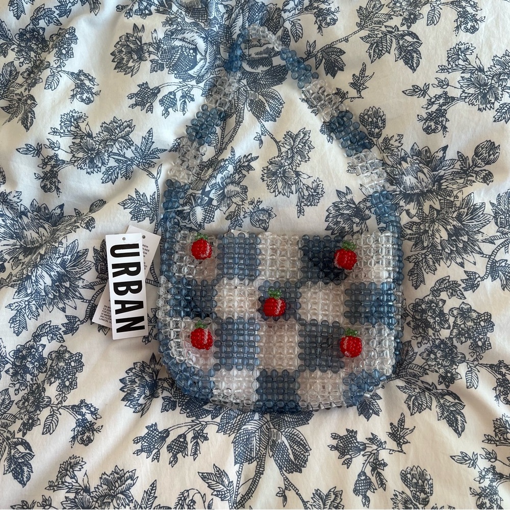 UO beaded baguette bag with tomatoes